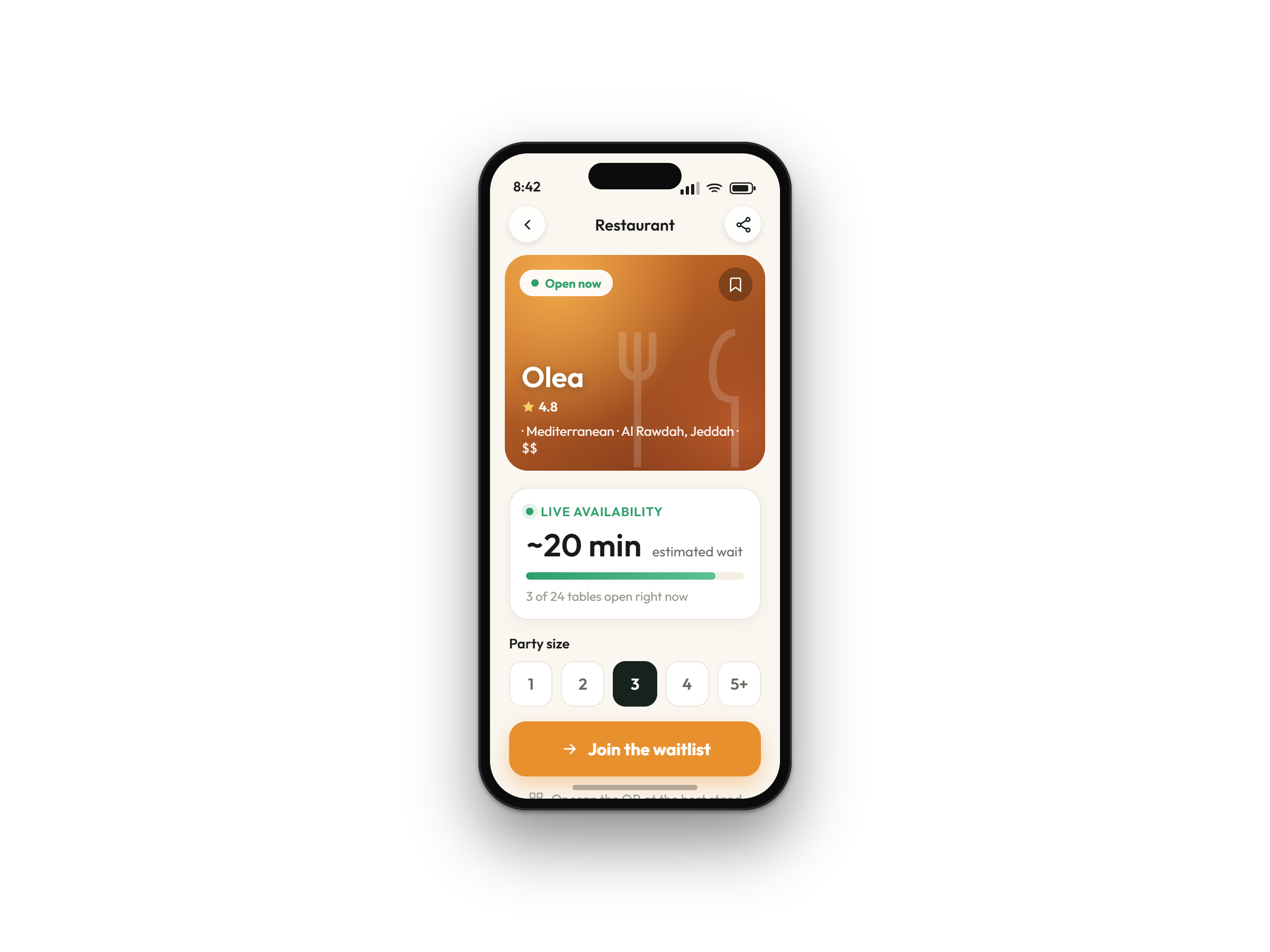 Daur app waitlist screen showing live queue position